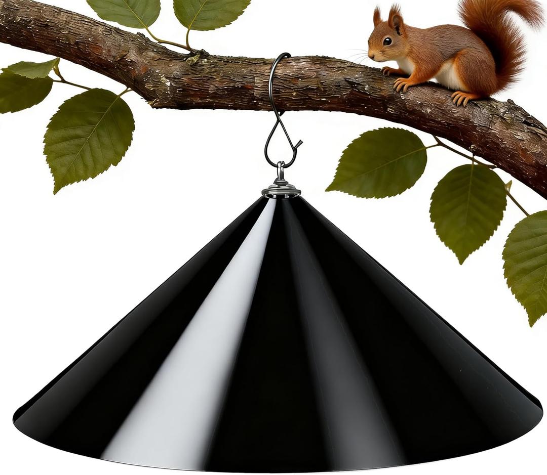 Squirrel Baffle for Bird Feeder Pole - 19 Inch for Protects Hanging Feeders (1 Pack, Black)