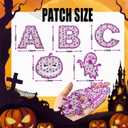 NICEVINYL Halloween Self-Adhesive Letter Patches: 60PCS Purple Fabric Stickers for Clothing - Ghosts Cats Pumpkin Witch Hats Embroidered Letters Patches Stick on Costumes Hats Bags Dress