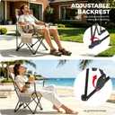 Camping Chairs 2Pack Beach Outdoor Chair for Adults Folding Lawn Chair with Cup Holder, Adjustable Backrest and Carry Bag for Tailgating, Beach, Fishing（Beige）