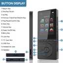 64GB MP3 Player with Bluetooth 5.3, Music Player with HiFi Sound for Sports Runners, 2.4" Screen MP3 Player Built in HD Speaker Voice Recorder FM Radio E-Book, Expanded Up to 128GB, Earphone Included