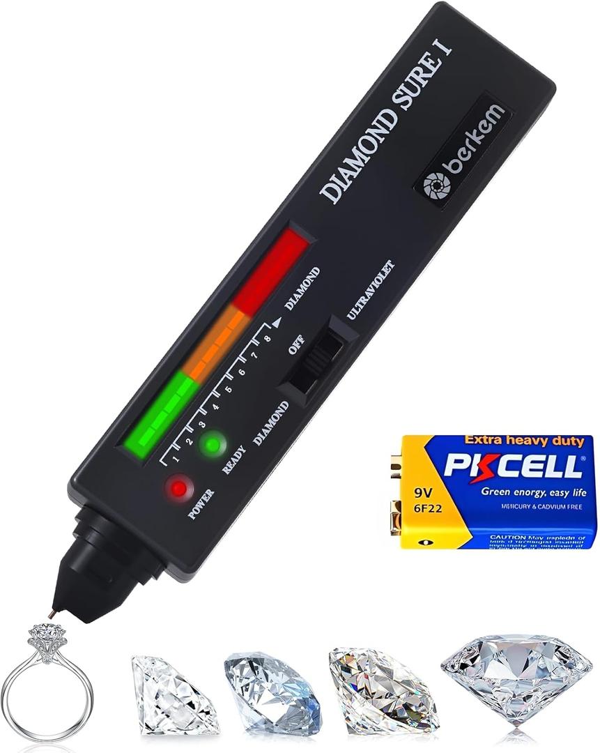 Valkynos Professional Diamond Tester Pen with 365nm UV Light & Thermal Sensor  Fast 0.5s Detection, Portable Gem Checker for Novice & Experts  Battery Included