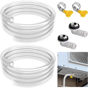 2 Pack Air Conditioner Drain Hose- 6 Ft Portable Leakproof AC Drain Hose Kit- Universal AC Drain Pipe Replacement with 3/5 Inch Hose Connector and Clamp for Window AC Mini Split Unit Parts (Clear)