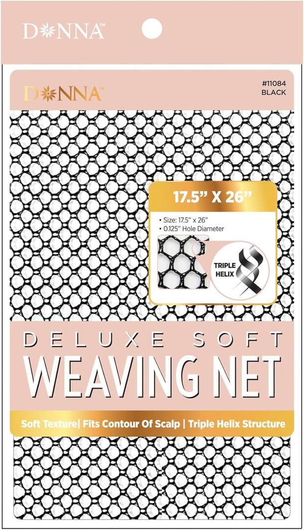 DONNA Deluxe Soft Weaving Net 17.5 x 26  Triple Helix Structure Hair Net for Sew-in Weave Styles, Soft Texture Fits Scalp Contour, Flexible Mesh Net for Braids & Extensions, Durable Weave Cap