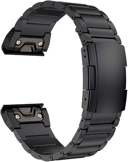 Fenix 8/7X/6X/5X Plus Band, 26mm Titanium Metal Quick Release Easy Fit Watch Strap with Double Button Clasp Compatible for Garmin Fenix 7X Pro/6X Pro/5X Plus/Enduro 3/tactix 7 Bands