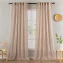MIULEE Natural Beige Linen Curtains 90 Inch Long 2 Panels for Bedroom Living Room, Soft Linen Textured Window Drapes Semi Sheer Light Filtering Back Tab Rod Pocket Farmhouse Burlap Look Decor