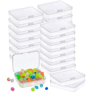 24 Pcs Mini Plastic Storage Containers Box with Lid, 3.5x2.4 Inches Clear Rectangle Box for Collecting Small Items, Beads, Game Pieces, Business Cards, Crafts Accessories