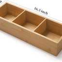 Bamboo Bathroom Basket, Wood Toilet Tank Basket, Wooden Storage Box with 3 Compartments for Bathroom Organizer (16.5 x 5.5 x 3.5 inch)