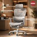 HLDIRECT Ergonomic Mesh Office Chair with Footrest, Lumbar Support(Black), 28.3x28.3x48.8in