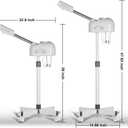 Professional Facial Steamer with Hot Mist Function, Stand Facial Steamer On Wheels, Height Adjustable & 360 Rotatable Nozzle, Use at Home & Salon SPA