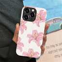 Generic Case Compatible with iPhone 12 Pro Max - Hybrid Durable Shockproof Phone Cover,Cases for Woman Girl - Pink Lily Flower