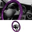 Car Steering Wheel Cover with Sparkly Rhinestones, Bling,Suitable for Most 14.5"-15" Pickup Trucks, SUV (Purple)