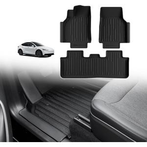 TripleAliners Floor Mats Compatible with 2025+ Tesla Model Y Juniper Standard Accessories TPE Full Set Floor Liner Full Coverage All-Weather Cargo Liner Anti-Slip Custom Fit (for Standard Trim ONLY)