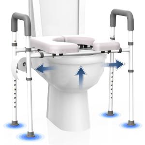 Raised Toilet Seat with Handles - 400lbs Width Adjustable Toilet Seat Riser for Seniors, Handicap and Disabled, Toilet Riser with Handles, Fit Any Toilets