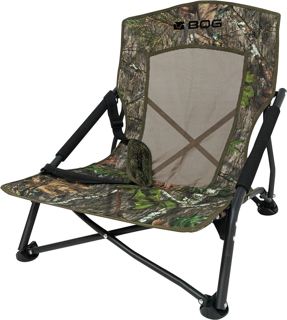 BOG Low Profile Turkey Ground Blind Chair with Rugged Construction, Aluminum Frame, Extended Seat Area, Quiet Setup, Breathable Textilene Fabric, and Carry Bag for Hunting, Shooting, and Outdoors