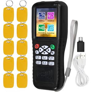 HERNAS RFID Reader Writer Duplicator, Multi Frequencies RFID Smart Card Programmer, Encrypted Card Decoder, with Writable Key Fobs Cards, Free Software (Only for Access Control Using)