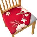 SearchI Stretch Dining Chair Seat Covers Set of 4, Soft Removable Washable Seat Covers for Dining Chairs, Dining Room Seat Cover Protector (No Rear, Ball Flower) (4pcs)
