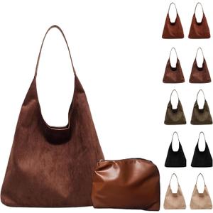 Brown Suede Bag for Women, Brown Suede Tote Bag Purse, Suedes bags for Women, Shoulder Bags (Coffee)