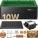 Gluwphy Laser Engraver Machine 10000mW(10W) Enclosed Diode Laser Cutter for Beginner, Class 1 Safety Laser Engraving Machine for Wood, Metal, Acrylic, with Air Assist, Honeycomb, Air Filter, Black