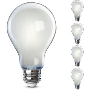 Feit Electric A19 LED Filament Light Bulbs, 40W Equivalent, Dimmable, E26 Standard Base, 450 Lumens, 5000K Daylight, 13 Years Lifetime, Frosted White LED Bulbs, Damp Rated, 4 Pack, A1940/950CA/FIL/4