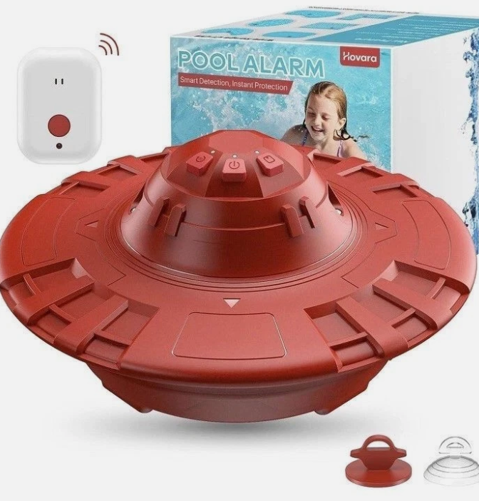 Pool Alarm, Floating Pool Safety Alarms for Inground & Above Ground Pools Loud 110dB Alert, Adjustable Sensitivity, Protection for Kids & Pets (Red)