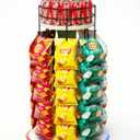 Liaakrr 360 Rotating Snack Display Stand with Secure Top Tier, Holds Drinks & Chips, 5-Tier 40-Clip Countertop Organizer for Party, Kitchen, Store-Beige