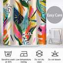 Boho Colorful Floral Shower Curtain, Abstract Art Modern Asthetic Jungle Plant Leaf Bathroom Curtain with 12 Hooks, Waterproof Polyester Fabric Bath Curtain with Hooks 72x72 Inch