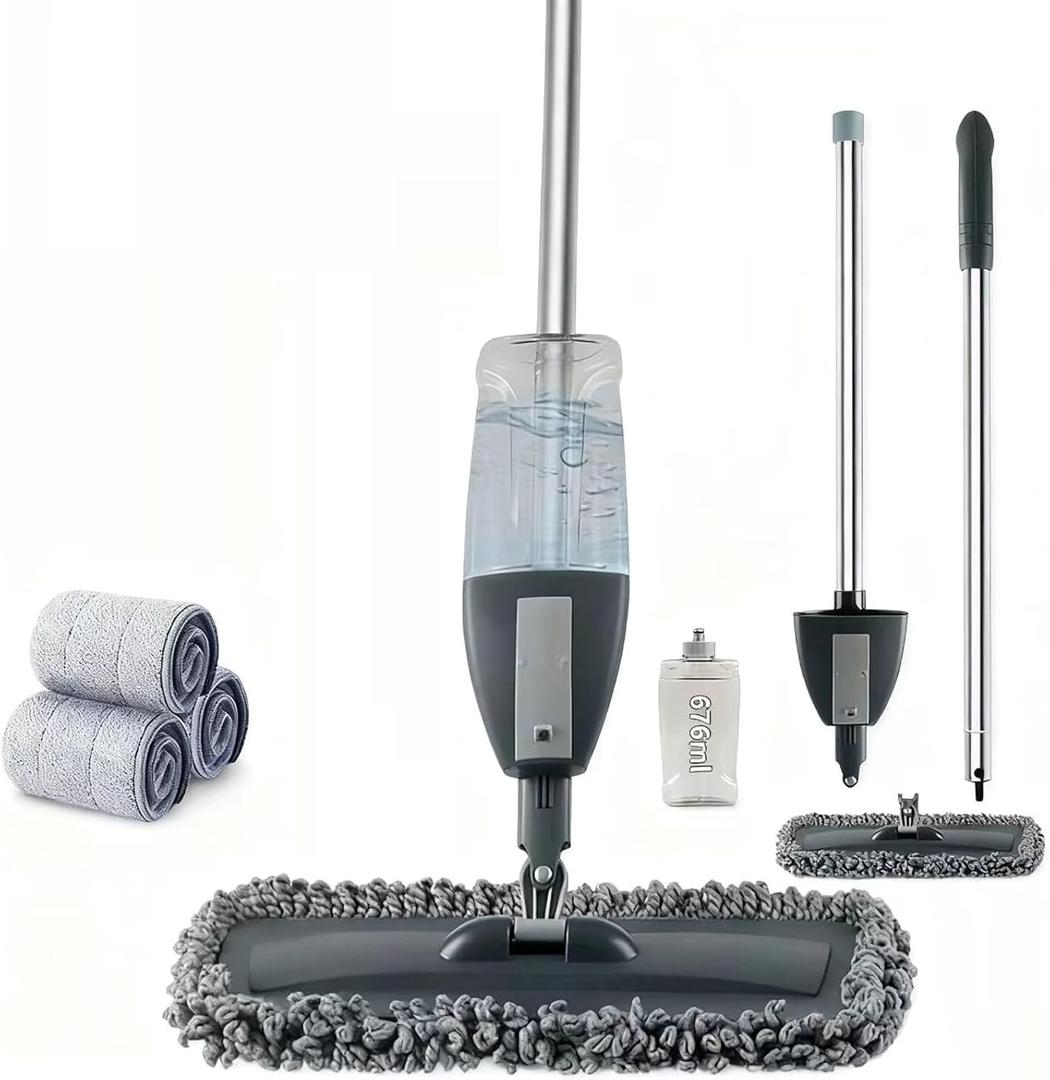 Spray mop for Cleaning Floors with a Large Refill Bottle for Hardwood, Laminate, and Tile - 3 Washable Microfiber mop Pads