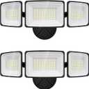 Onforu 130W Flood Lights Outdoor, 2 Packs Outdoor Security Lights 13000LM, 6500K LED Outdoor Flood Lighting Fixture, 3 Adjustable Heads, IP65 Waterproof Exterior Floodlight for Yard,Garage,Eave Mount (Black)