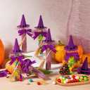 Roshtia 12 Set Halloween Glass Candy Tubes Trick or Treat Clear Plastic Test Tubes with Screw Caps Witch Hats and Brooms Containers Candy Holder for Halloween Party Favors Gift(Purple)