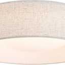 CALOKES 13" Fabric Flush Mount Ceiling Light, 24W 3000K LED Closed to Ceiling Light Fixture with Classic Linen Drum Design for Bedrooms, Kitchen, Dining Room, Hallway (Beige)