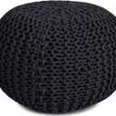 BIRDROCK HOME Round Pouf Ottoman Foot Rest - 18.5”x18.5”x15” Boho Compact Comfortable Soft Cotton Braided Foot Stool Seat with Bean Bag Filling for Living Room, Bedroom, or Nursery (Charcoal Gray)