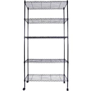 Ochine 5 Tier Rolling Storage Shelves on Wheels, Heavy Duty Storage Shelving Unit on 1.5" Wheel Casters, Metal Organizer Wire Rack Metal Shelf for Restaurant Garage Pantry Kitchen Office Garage