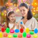 Jumbo Easter Eggs Filled with LED Puffer Balls, 8-Pack Light-Up Squeeze Stress Relief Toys for Kids, Easter Egg Hunt Fillers Treats Easter Basket Stuffers for Kid Toddler Boys Girls