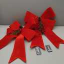 2 Pack 24'' x 14'' Prelit Large Christmas Bows Decorations with 20 Lights & Timer Remote, 8 Modes Battery Operated Red Velvet Xmas Bows for Wreaths Garland Christmas Tree Topper Outdoor Indoor Home