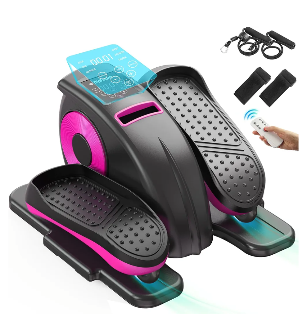 Under Desk Elliptical Machine, Ellipse Leg Exerciser as Seen on TV for Seniors with 12 Speeds, Mini Electric Seated Eclipse Exercise Training, Quiet & Portable Pedal Exerciser with Remote Control