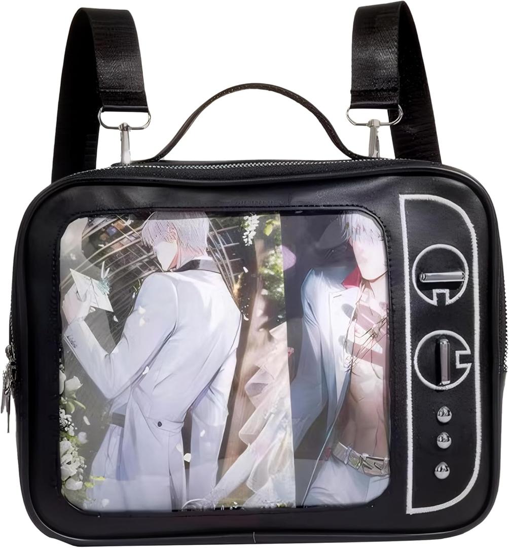 Ita Bag Japanese Backpack Y2k Bag Shoulder Crossbody Handbag for Anime Cosplay (Black)