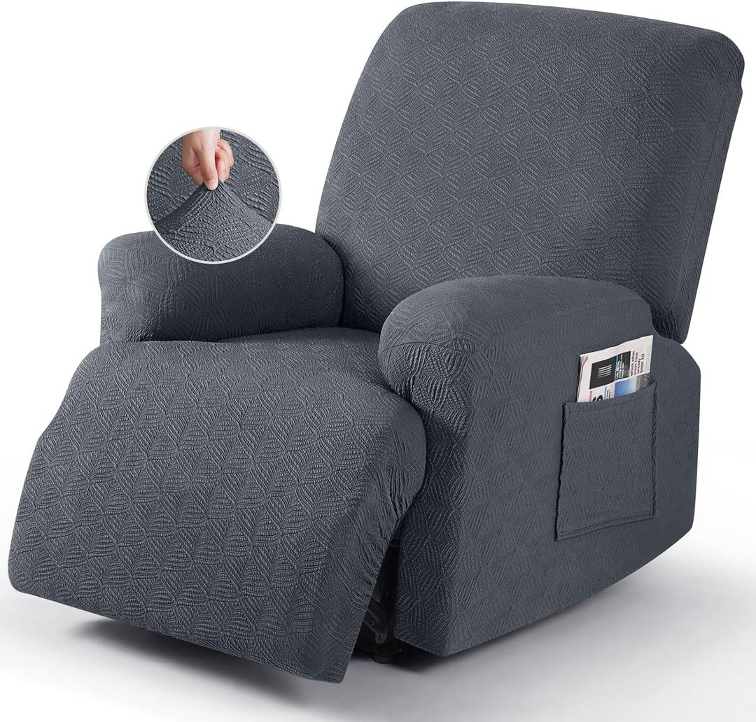 Timeles Recliner Covers Recliner Chair Covers Reclining Couch Covers Sofa Slipcovers Stretch Soft Washable (Single-Seater, Gray) (Grey)