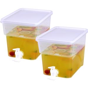 2 Pcs 1.3 Gallon Fridge Beverage Drink Dispenser with Spigot, Slim Plastic Water Dispenser Cold Drink Dispenser Leakproof for Indoor Outdoor Party BBQ Wedding