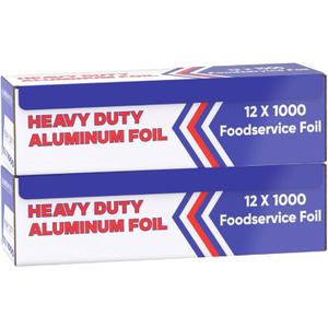 Aluminum Foil Wrap for Food -12 x 1000 FT (2 Box) Heavy Duty Aluminum Foil - BBQ Silver Foil Rolls for Grilling, Roasting, Baking - Perfect for Commercial & Home Use