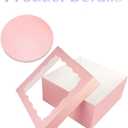 qiqee Pink 10x10x8 Cake Box, 18 Sets Cake Box with Window 18 Sets 10" Cake Round Boards, 10inch Cake Containers, 10 Meters Pink Silk Ribbon Includes