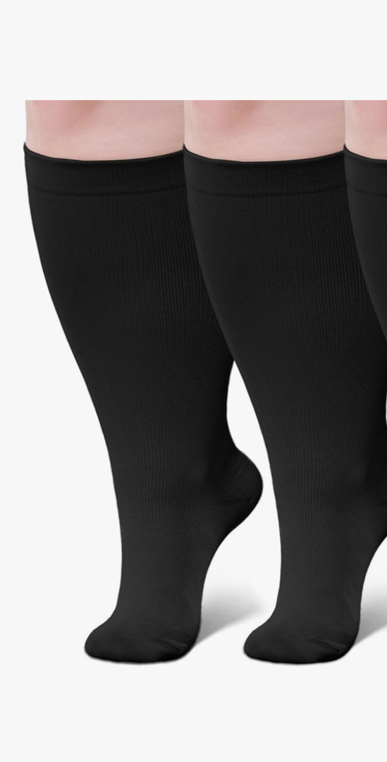 Wide Calf Compression Socks: Plus Size Compression Stockings for Men Women - Extra Large 20-30 mmHg Compression Hose Support for Travel Nurses Running Pregnancy