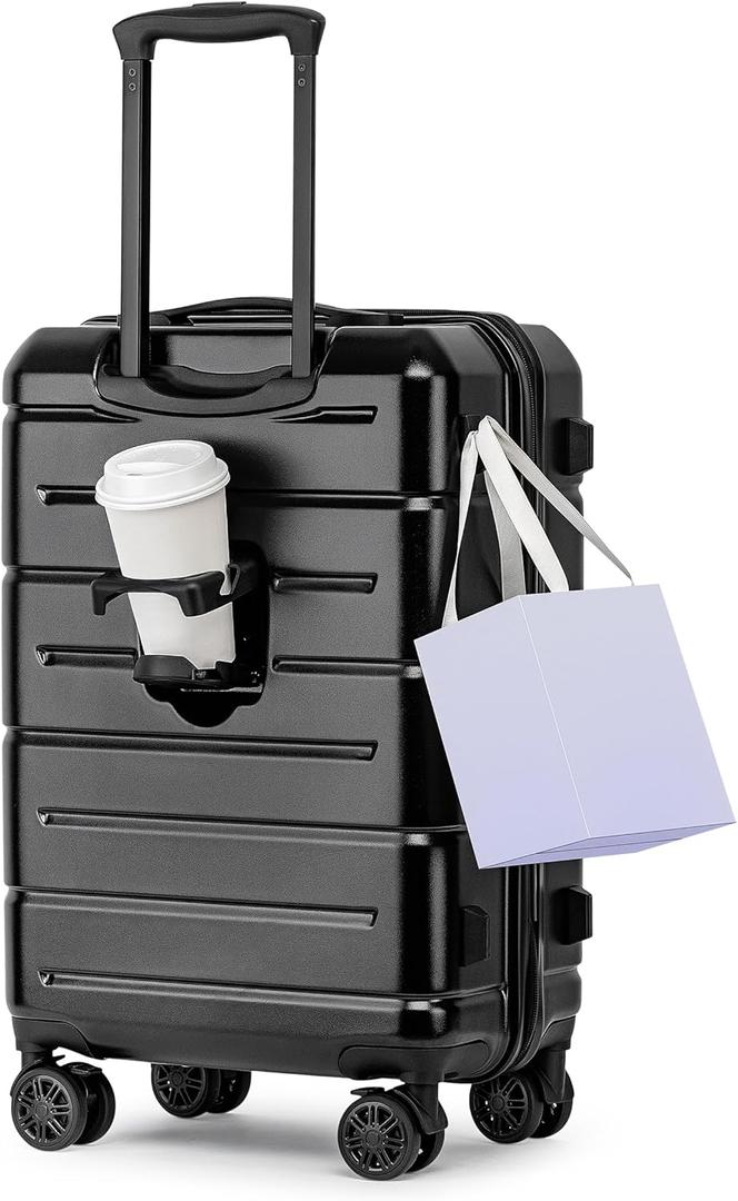 KYME Carry On Luggage With Wheels,Small Suitcase with TSA Lock,20" Black, Carry-On 20-Inch（non-expandable）