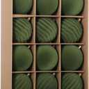 Senjie 3.15inch Christmas Tree Ornaments Velvet Balls,12PCS Flocked Decoration Balls Ornaments Sets for Christmas 2025 Green