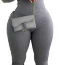 Mrskoala Women Long Sleeve Bodycon Jumpsuit One Piece Zip Up Romper (XX-Large, Grey)