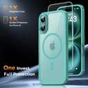 TAURI for iPhone 16 Case, Compatible with MagSafe [Anti-Yellowing] with Screen Protectors, Military-Grade Protection, Shockproof Slim Magnetic Phone Case for iPhone 16 6.1", Green