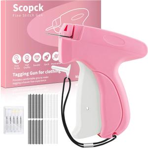 Stitch Gun for Clothes - Handheld Stitch Gun Quick Clothing Fixer - Tagging Gun - Includes 6 Needle, 1000 Black Fasteners & 1000 White Fasteners, Pink