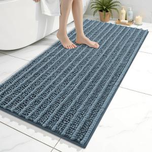 Arotive Luxury Bathroom Rugs 47x24, Extra Soft Thick Absorbent Shaggy Chenille Bath Rugs, Non-Slip Machine Wash Dry, Bath Mats for Bathroom Floor, Tub and Shower, Home Decor Accessories, Smoky Gray