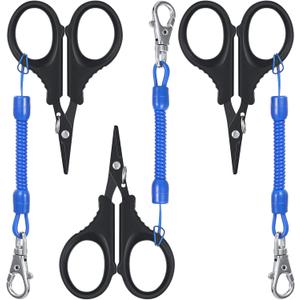 Minatee 3 Pieces Fishing Scissors, Stainless Steel Fishing Line Cutter Portable Braided Line Cutter with Titanium Coating Fishings with Hook and Retractable Coil Lanyards Accessories