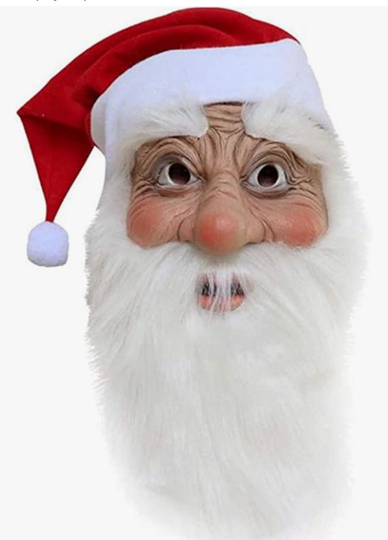 Christmas Santa Claus Latex Mask with white beard and hat Costume Realistic Full Face Mask Cosplay Props
