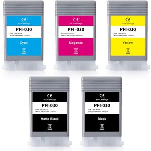 PFI-030 Ink Cartridge PFI-030MBK PFI-030BK PFI-030C PFI-030M PFI-030Y Replacement for Canon imagePROGRAF TA-20 TA-30 TM-240 TM-340 Printer Ink, 55ML 5-Pack (Matte Black, Black, Cyan, Magenta, Yellow)